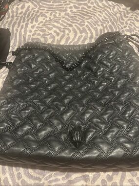 Kurt Geiger Black Quilted Leather Shoulder Bag with Chain Strap